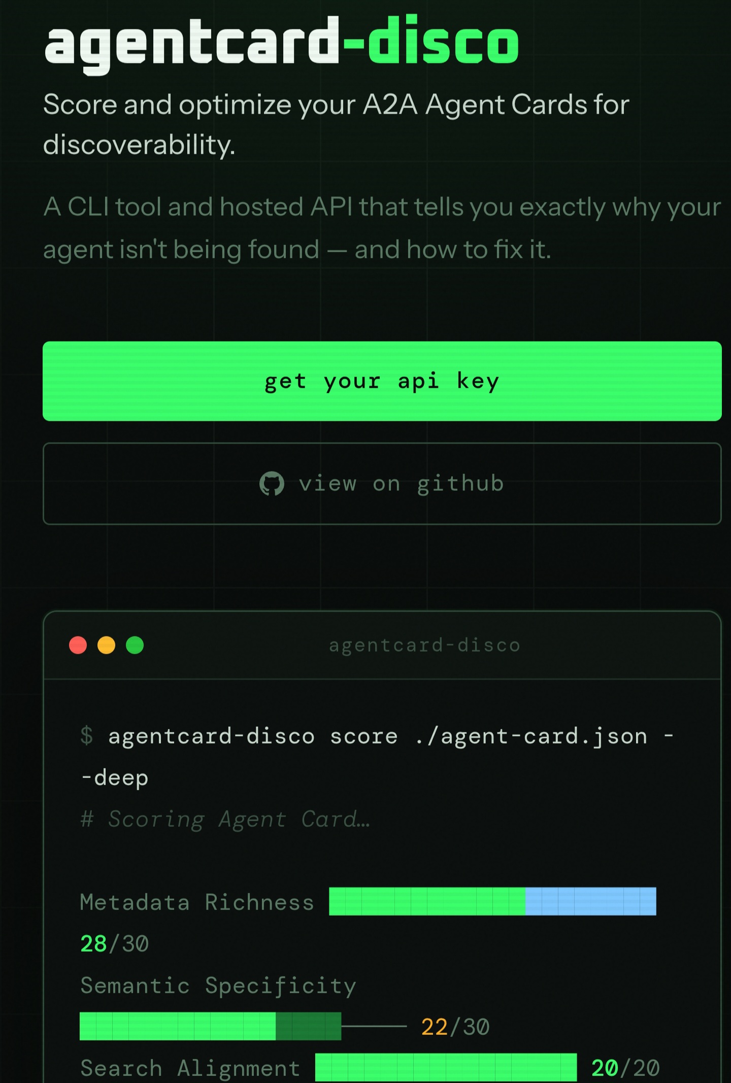 AgentCard Disco CLI Tool Preview