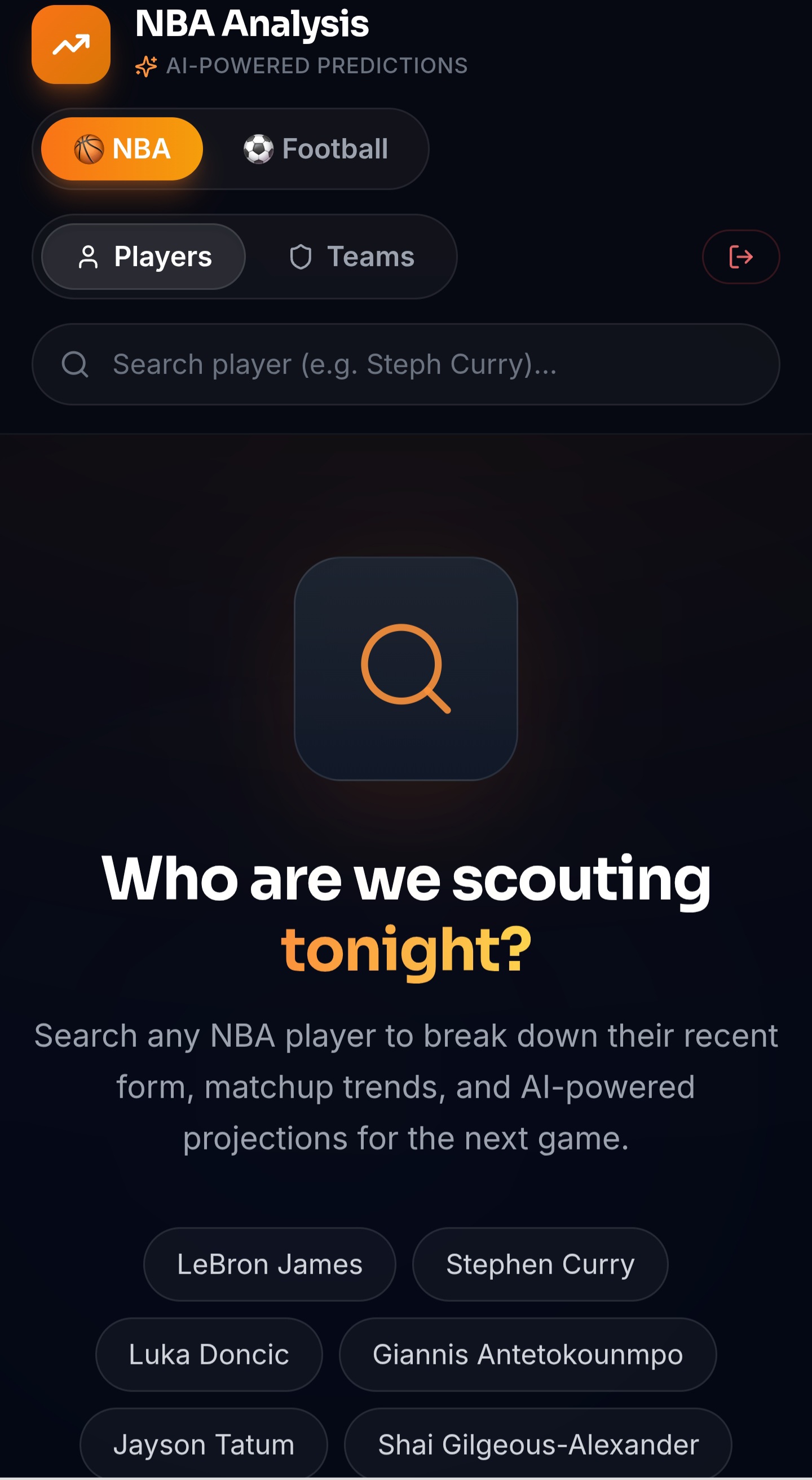 Sports Prediction Engine and Analytics Dashboard Preview